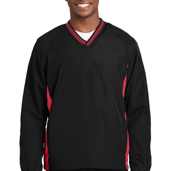 Sport Tek Tipped V Neck Raglan Wind Shirt JST62 Tipped V Neck Raglan Wind Shirt Thumbnail
