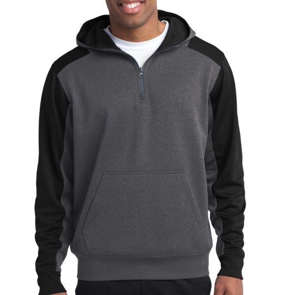 Sport Tek Tech Fleece Colorblock 1/4 Zip Hooded Sweatshirt ST249 Tech Fleece Colorblock 1/4 Zip Hooded Sweatshirt Thumbnail